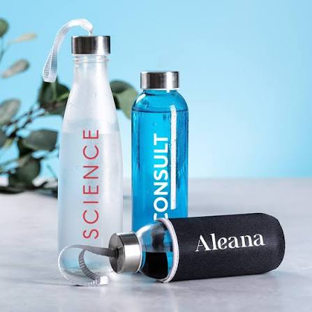 Botellas de agua personalizadas con logo y nombre, modelo Aleana