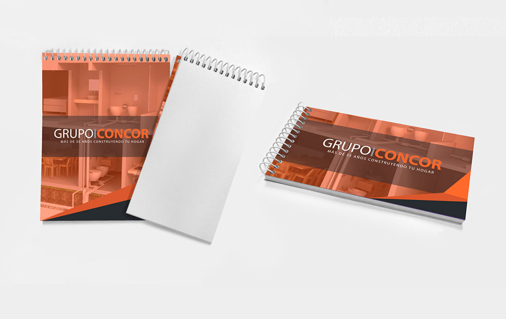 Cuaderno anillado personalizado apaisado para la marca Grupo Concor