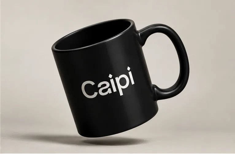 Taza negra personalizada con logo (imagen ilustrativa)