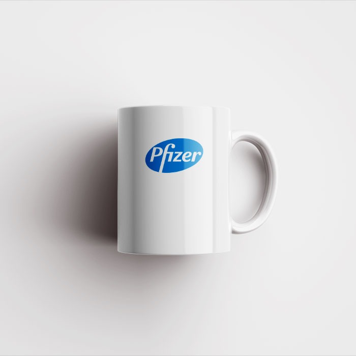 Taza personalizada con el logo de Pfizer